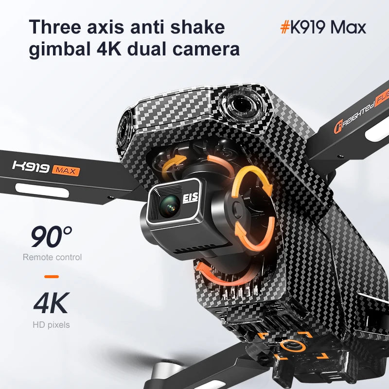 K919 MAX Drone - GPS Professional 8K Camera 3-Axis Gimbal Aerial FPV Brushless Obstacle Avoidance Large Screen Folding