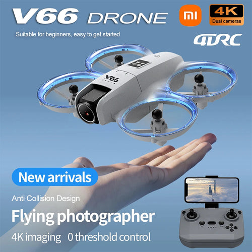 D008 - V66 Mini Drone - 4K Professional HD Wide Angle Camera WiFi FPV Height Keep Foldable Quadcopter