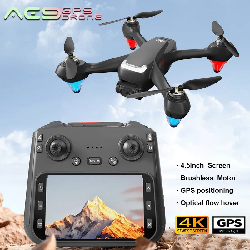 AE9 Drone - 4K Professional HD Camera Aerial FPV Brushless Optical Flow with Large Screen Remote Control