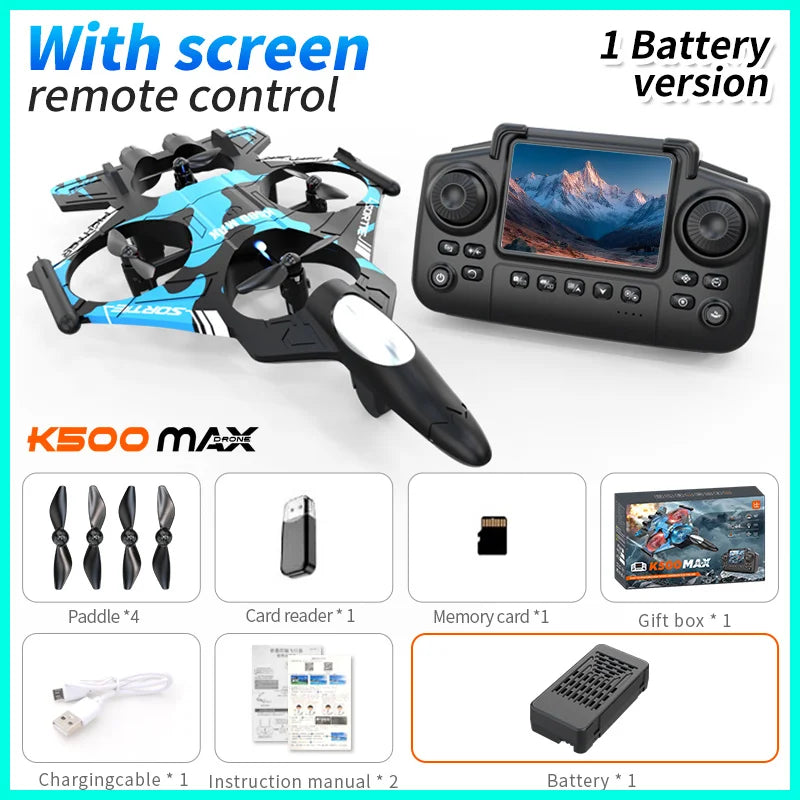 D040 - K500 MAX Drone - 2.4G WiFi RC Fighter Airplane Stunt Tumbling LED Colored Lights Christmas Gift