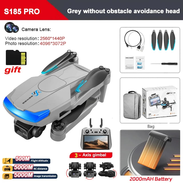 S185 Drone - 4K Professional Dual Camera 5G Digital Transmission 3-Axis Gimbal 360° Obstacle Avoidance 5KM