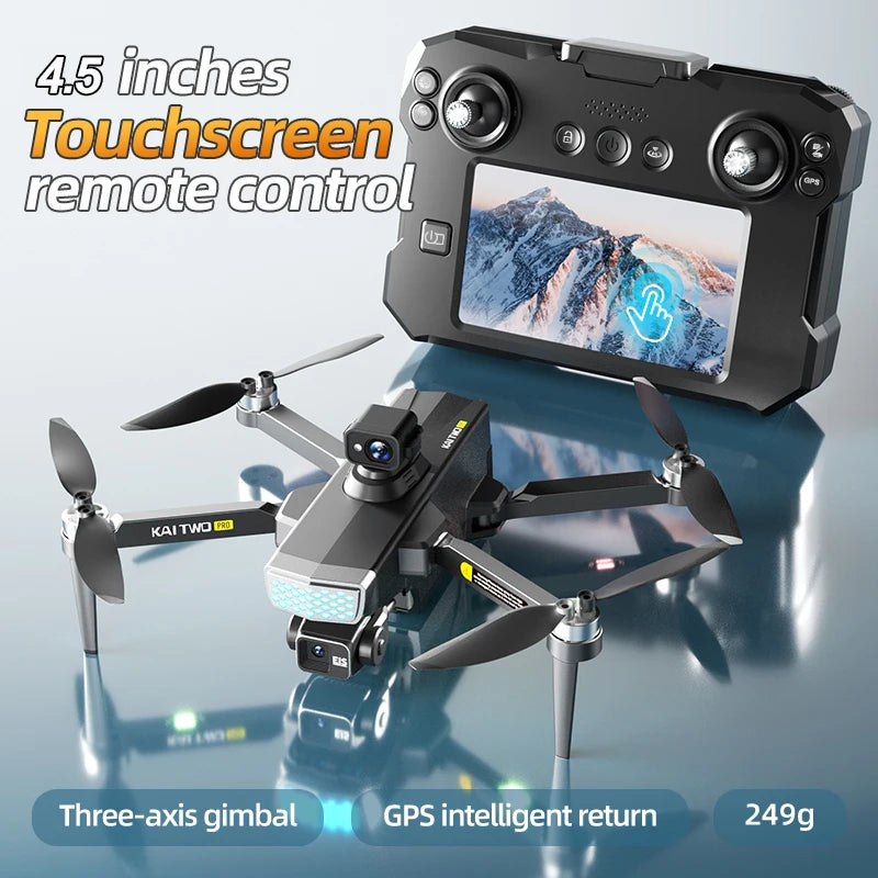 KAI TWO Drone - 8K HD GPS Professional Dual Camera Brushless with Obstacle Avoidance & Screen