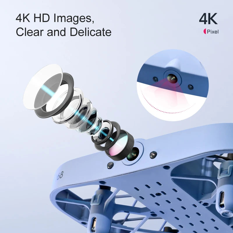 D029 - H107 Mini Drone - 4K/8K WiFi FPV Camera Altitude Hold 3D Flips Headless Mode Beginner Pocket Quadcopter