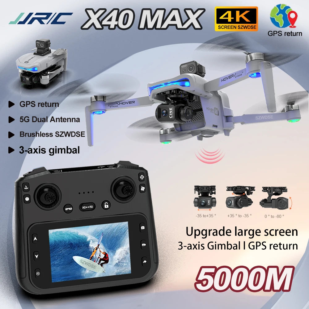 X40 Drone - 4K Professional HD Camera 3-Axis Gimbal Obstacle Avoidance Aerial Photography Brushless Foldable Quadcopter