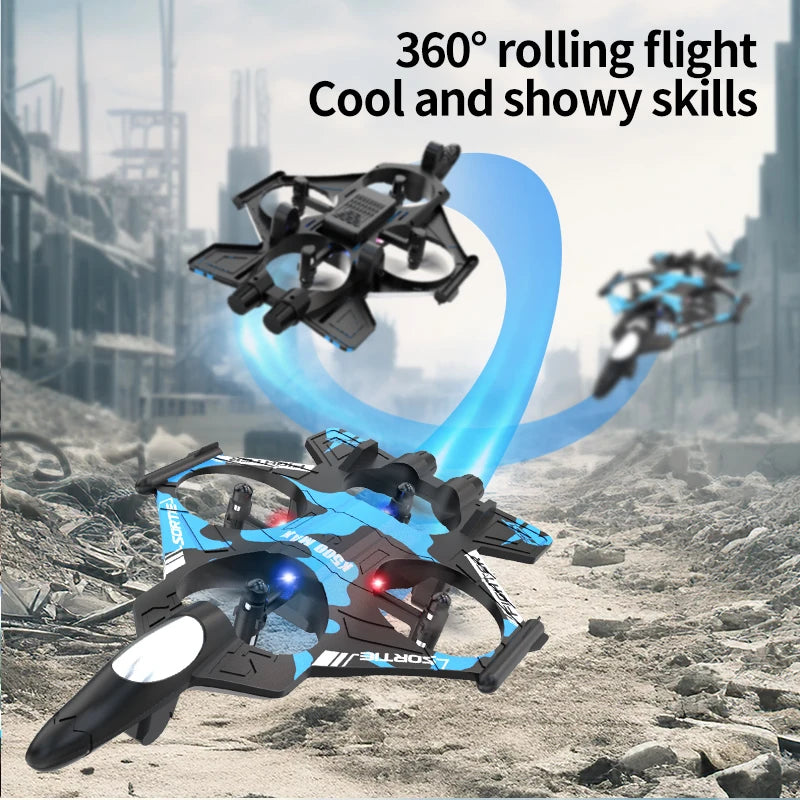 K500 MAX Drone - 2.4G WiFi RC Fighter Airplane Stunt Tumbling LED Colored Lights Christmas Gift