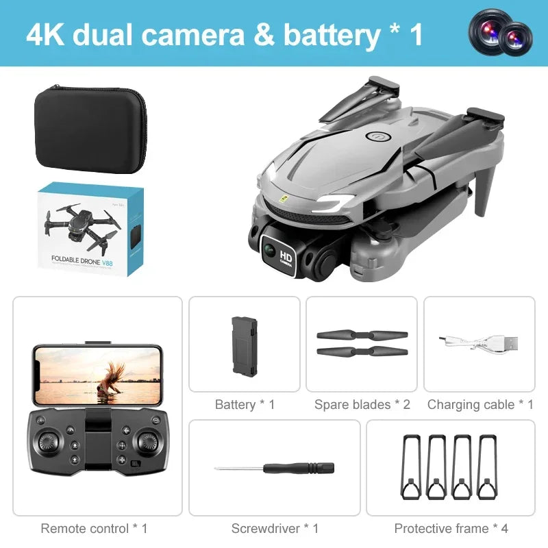 V8 Drone - 8K HD Mini Foldable Quadcopter 4K Obstacle Avoidance Optical Flow Aerial Photography
