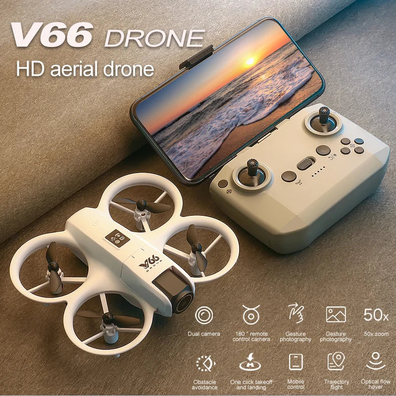 V66 Mini Drone - 4K Professional HD Wide Angle Camera WiFi FPV Height Keep Foldable Quadcopter