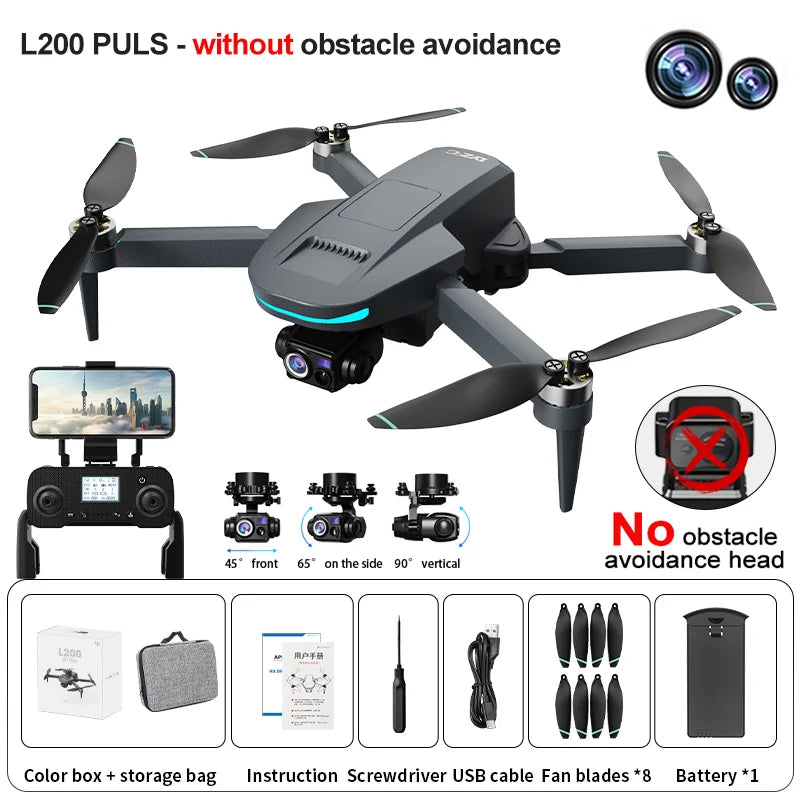 L200 Plus Drone - 4K HD Professional Camera 3-Axis Gimbal Obstacle Avoidance Brushless 5G WIFI FPV