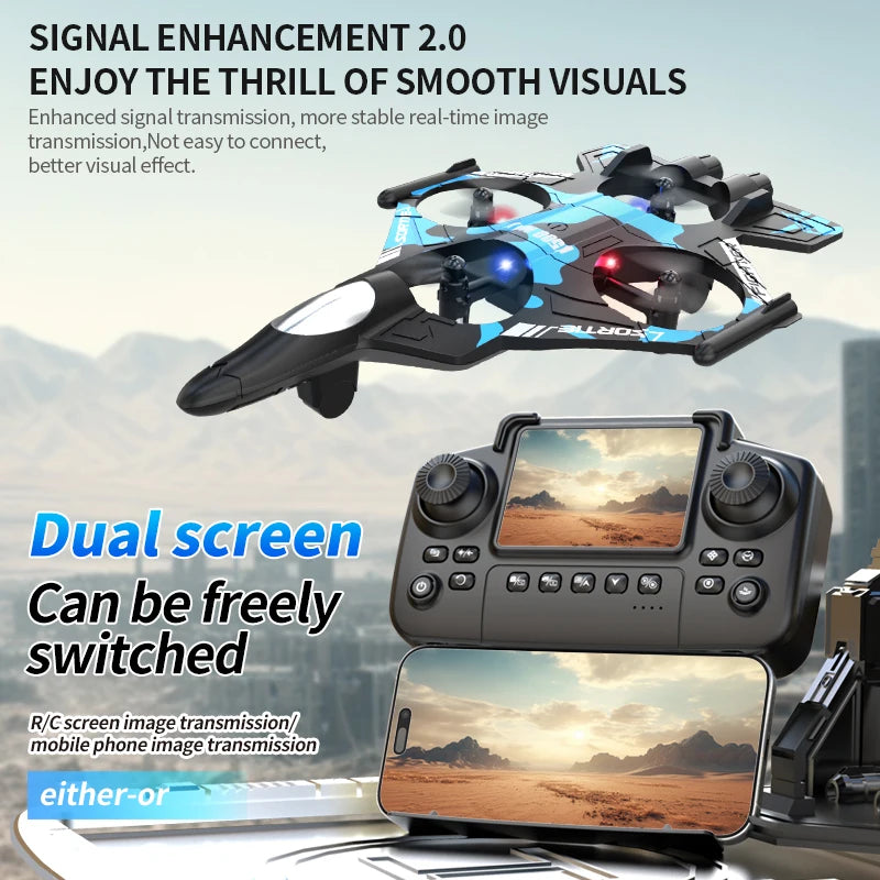 D040 - K500 MAX Drone - 2.4G WiFi RC Fighter Airplane Stunt Tumbling LED Colored Lights Christmas Gift