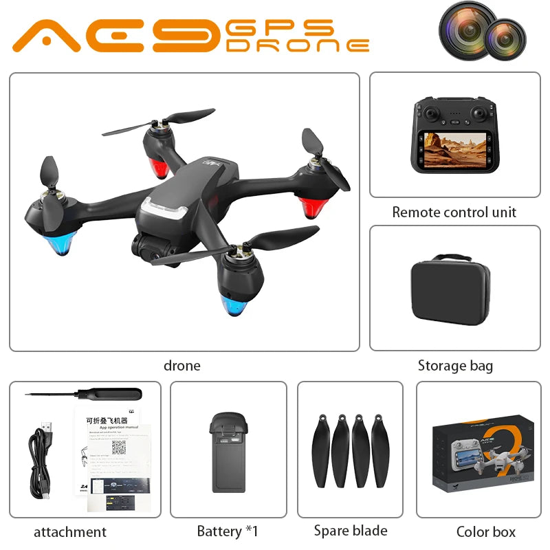 AE9 Drone - 4K Professional HD Camera Aerial FPV Brushless Optical Flow with Large Screen Remote Control
