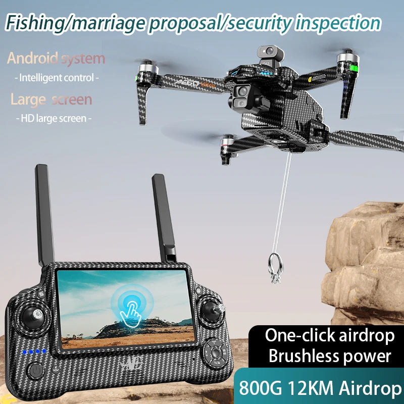 AE60 GPS Drone - Professional 8K Camera 3-Axis Gimbal 5G WiFi Brushless Touch Screen Control Fishing