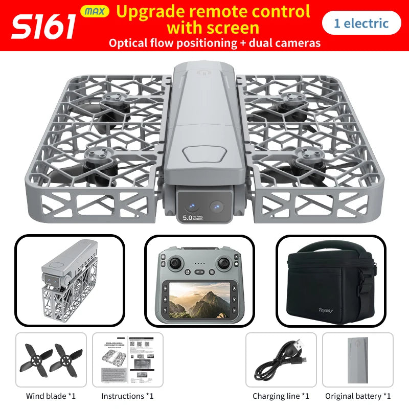 S161 Drone - 4K HD Screen Control Brushless Full Enclosure Flying Machine Quadcopter