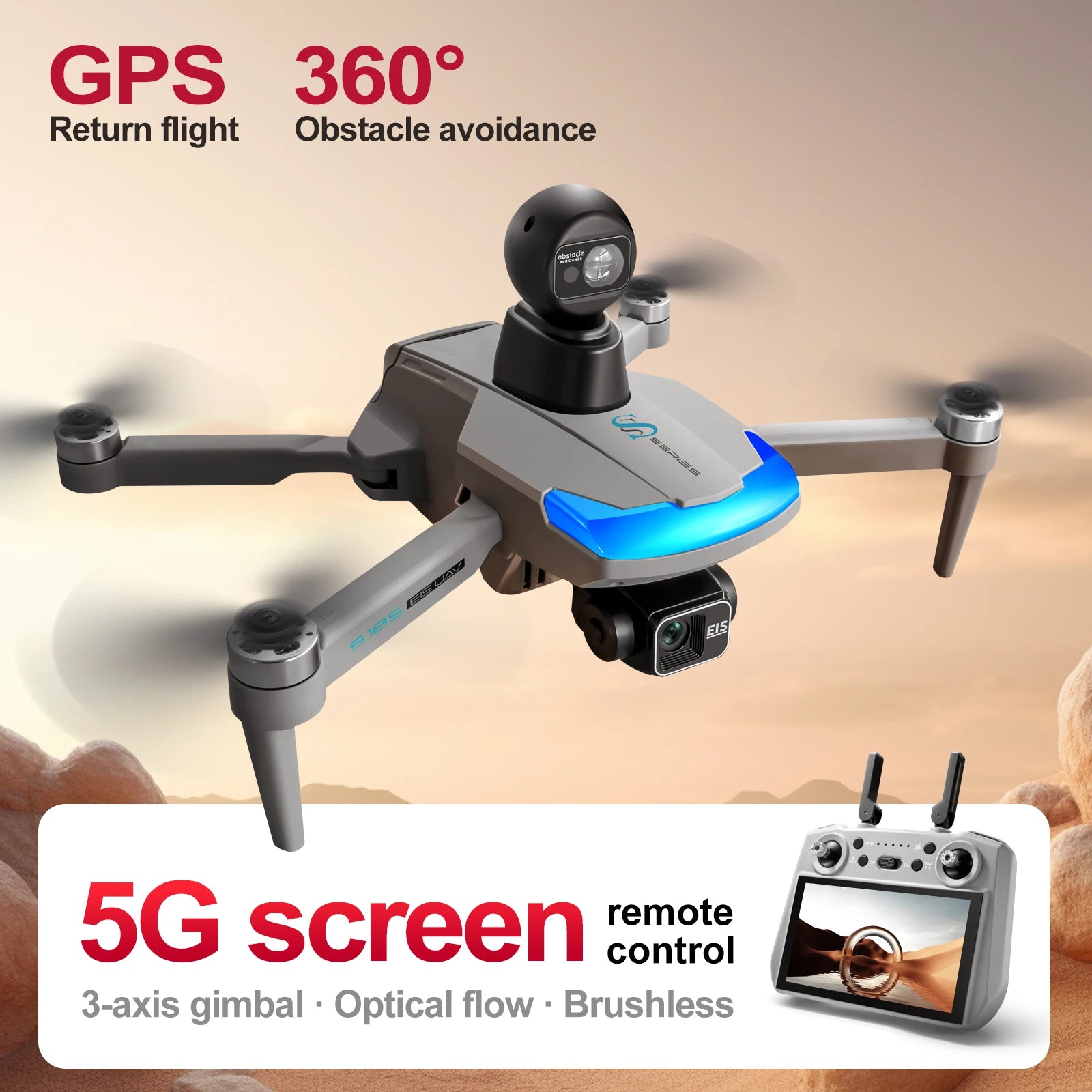 S185 Drone - 4K Professional Dual Camera 5G Digital Transmission 3-Axis Gimbal 360° Obstacle Avoidance 5KM