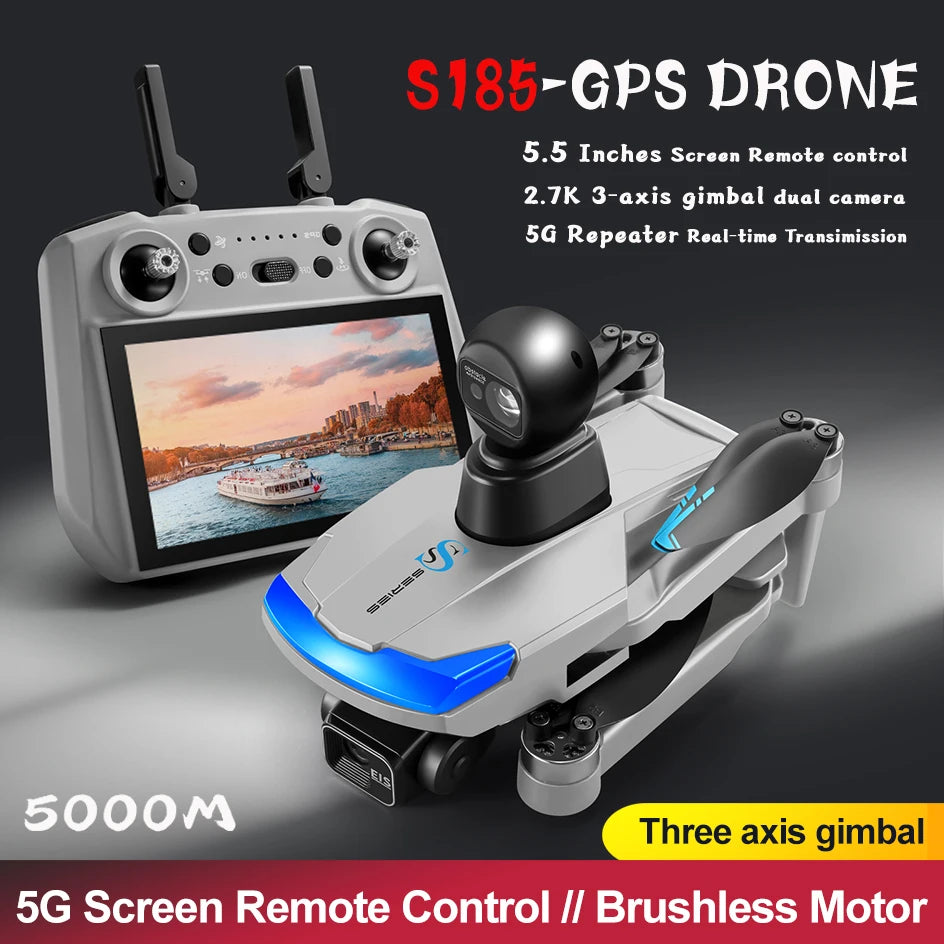 S185 Drone - 4K Professional Dual Camera 5G Digital Transmission 3-Axis Gimbal 360° Obstacle Avoidance 5KM