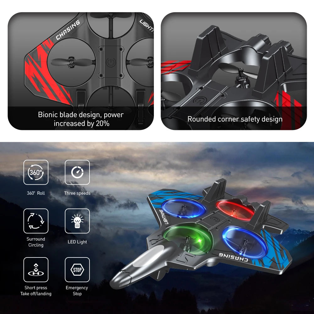 E72 Drone - High-Performance Foam Aircraft Stunt Intelligent Fixed Height Hover 360° Turn LED Lights