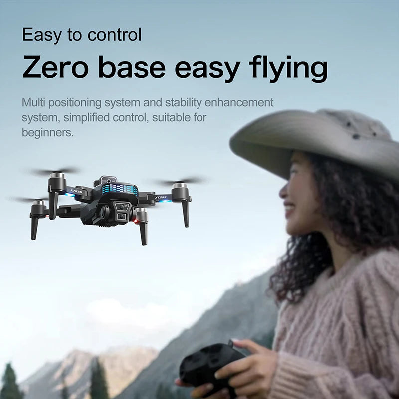 D043 - XT555 Drone - GPS 4K/8K Dual Camera Brushless 5G WiFi FPV Foldable 4.3" Screen Display Quadcopter