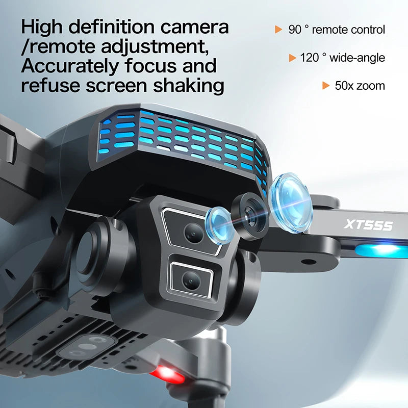 D043 - XT555 Drone - GPS 4K/8K Dual Camera Brushless 5G WiFi FPV Foldable 4.3" Screen Display Quadcopter