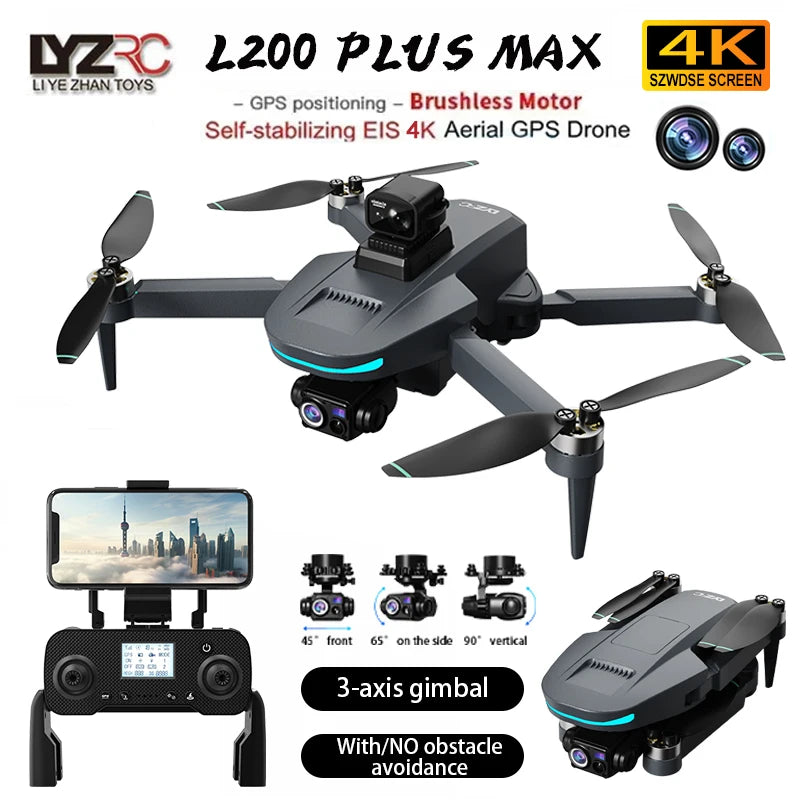 L200 Plus Drone - 4K HD Professional Camera 3-Axis Gimbal Obstacle Avoidance Brushless 5G WIFI FPV