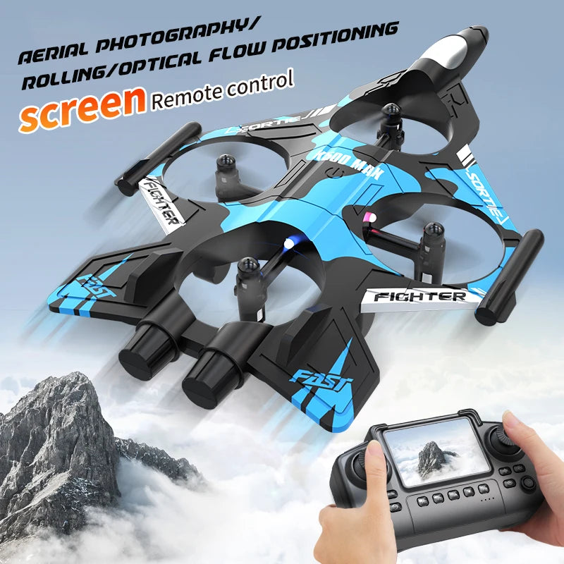 K500 MAX Drone - 2.4G WiFi RC Fighter Airplane Stunt Tumbling LED Colored Lights Christmas Gift