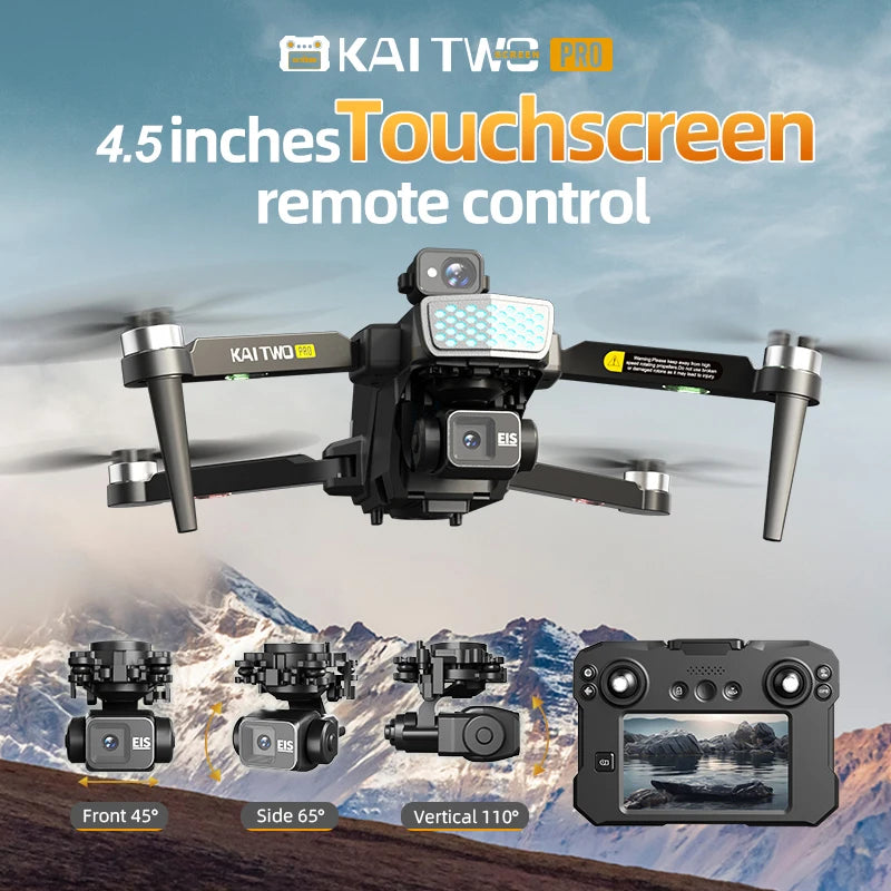 KAI TWO Drone - 8K HD GPS Professional Dual Camera Brushless with Obstacle Avoidance & Screen