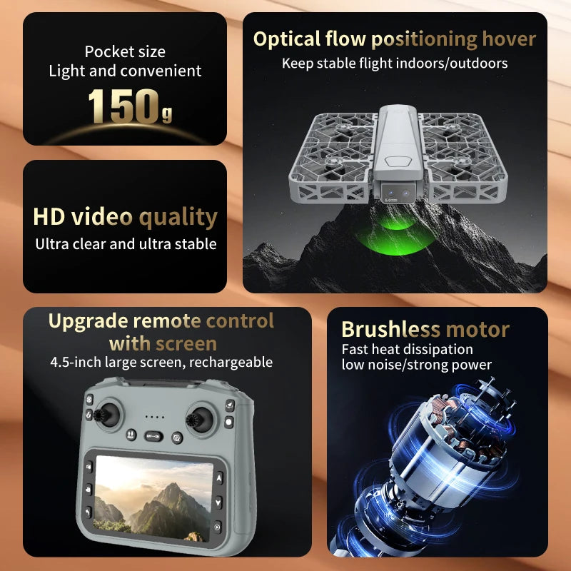 S161 Drone - 4K HD Screen Control Brushless Full Enclosure Flying Machine Quadcopter