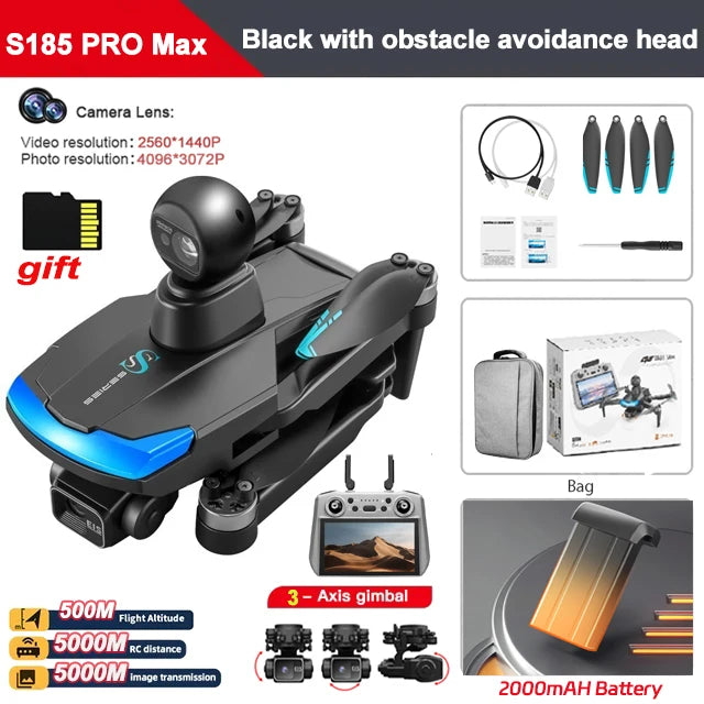 S185 Drone - 4K Professional Dual Camera 5G Digital Transmission 3-Axis Gimbal 360° Obstacle Avoidance 5KM