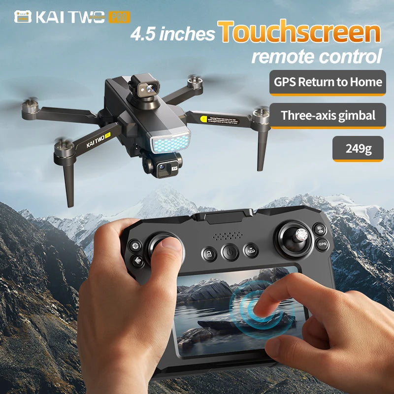 KAI TWO Drone - 8K HD GPS Professional Dual Camera Brushless with Obstacle Avoidance & Screen