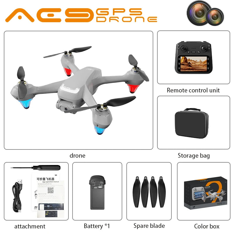 AE9 Drone - 4K Professional HD Camera Aerial FPV Brushless Optical Flow with Large Screen Remote Control
