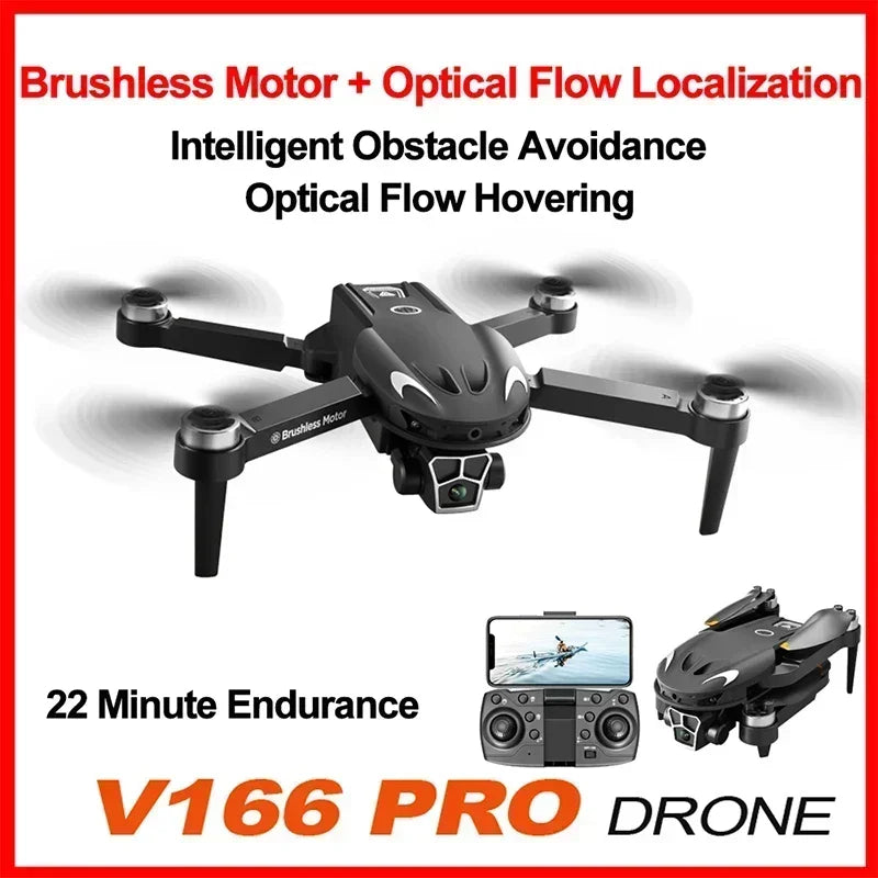 V166 Drone - Brushless Optical Flow Dual Camera Obstacle Avoidance Aerial Photography Quadcopter