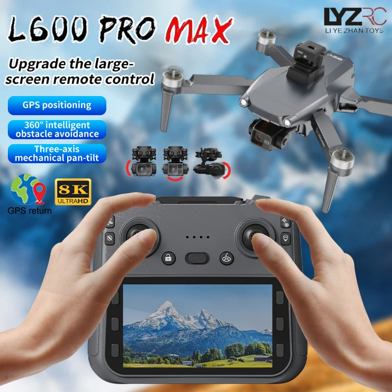 L600 Pro Max Drone - 8K Professional HD Camera 3-Axis Gimbal Aerial Photography Obstacle Avoidance 5KM FPV