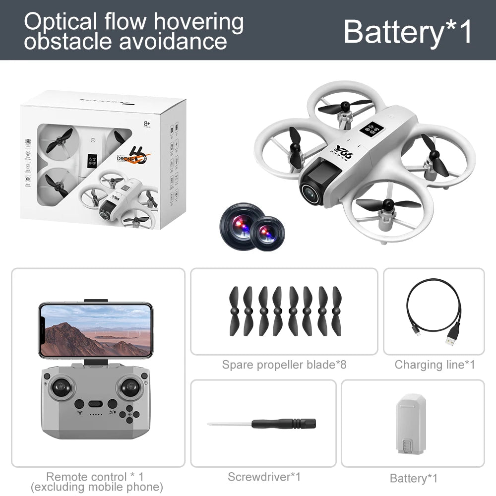 V66 Mini Drone - 4K Professional HD Wide Angle Camera WiFi FPV Height Keep Foldable Quadcopter