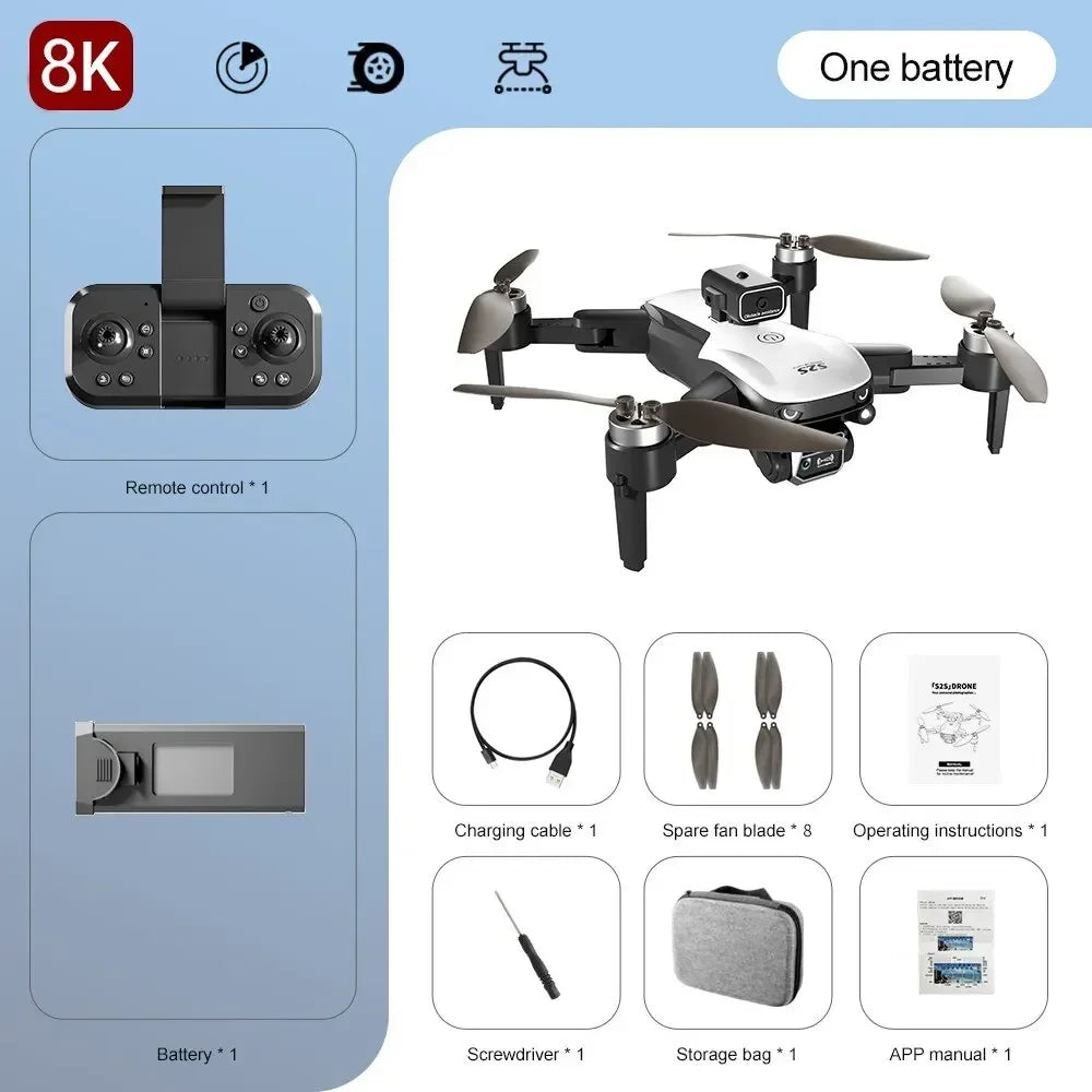 S2S Brushless Drone - 4K Professional 8K HD Dual Camera Obstacle Avoidance Aerial Photography Foldable Quadcopter 25Min