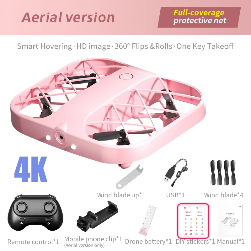 D029 - H107 Mini Drone - 4K/8K WiFi FPV Camera Altitude Hold 3D Flips Headless Mode Beginner Pocket Quadcopter